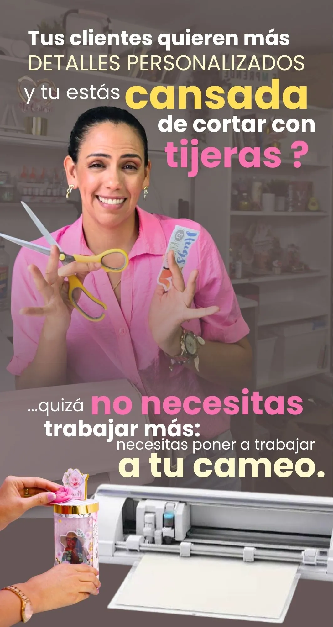 Tus clientes quieren más detalles personalizados y tú estás cansada de cortar con tijeras. Quizá no necesitas trabajar más: necesitas poner a trabajar a tu Cameo
